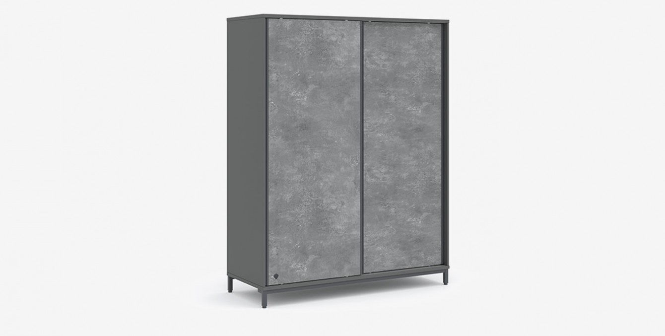 Grey metal store wardrobe